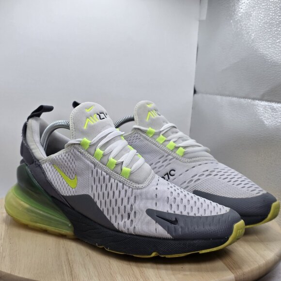 Mens Size 9 -Nike Air Max 270 Platinum Tint Volt White Grey  - CJ0550-001 RARE - Picture 5 of 14